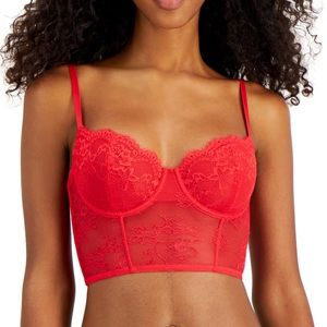 INC Women's Lace Bustier Red